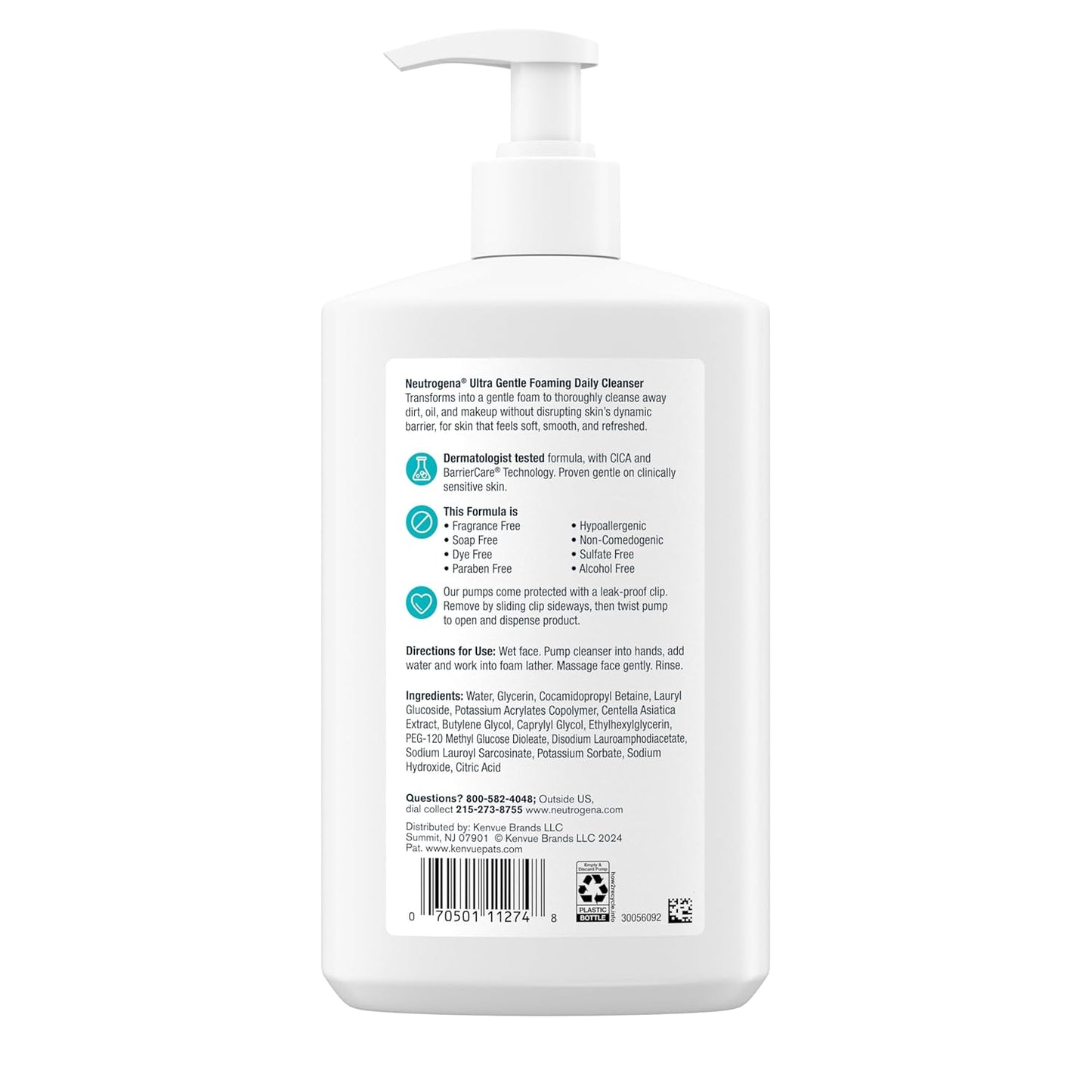 Neutrogena Ultra Gentle Foaming Facial Cleanser – Fragrance-Free (16oz)