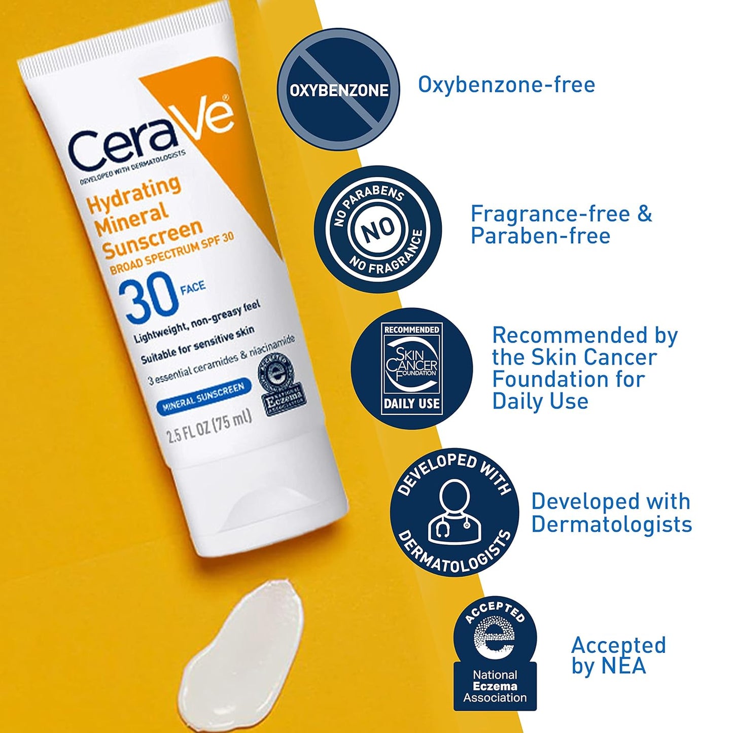 CeraVe 100% Mineral Sunscreen SPF 30 – Face Sunscreen (2.5oz Travel Size)