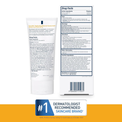 CeraVe 100% Mineral Sunscreen SPF 30 – Face Sunscreen (2.5oz Travel Size)