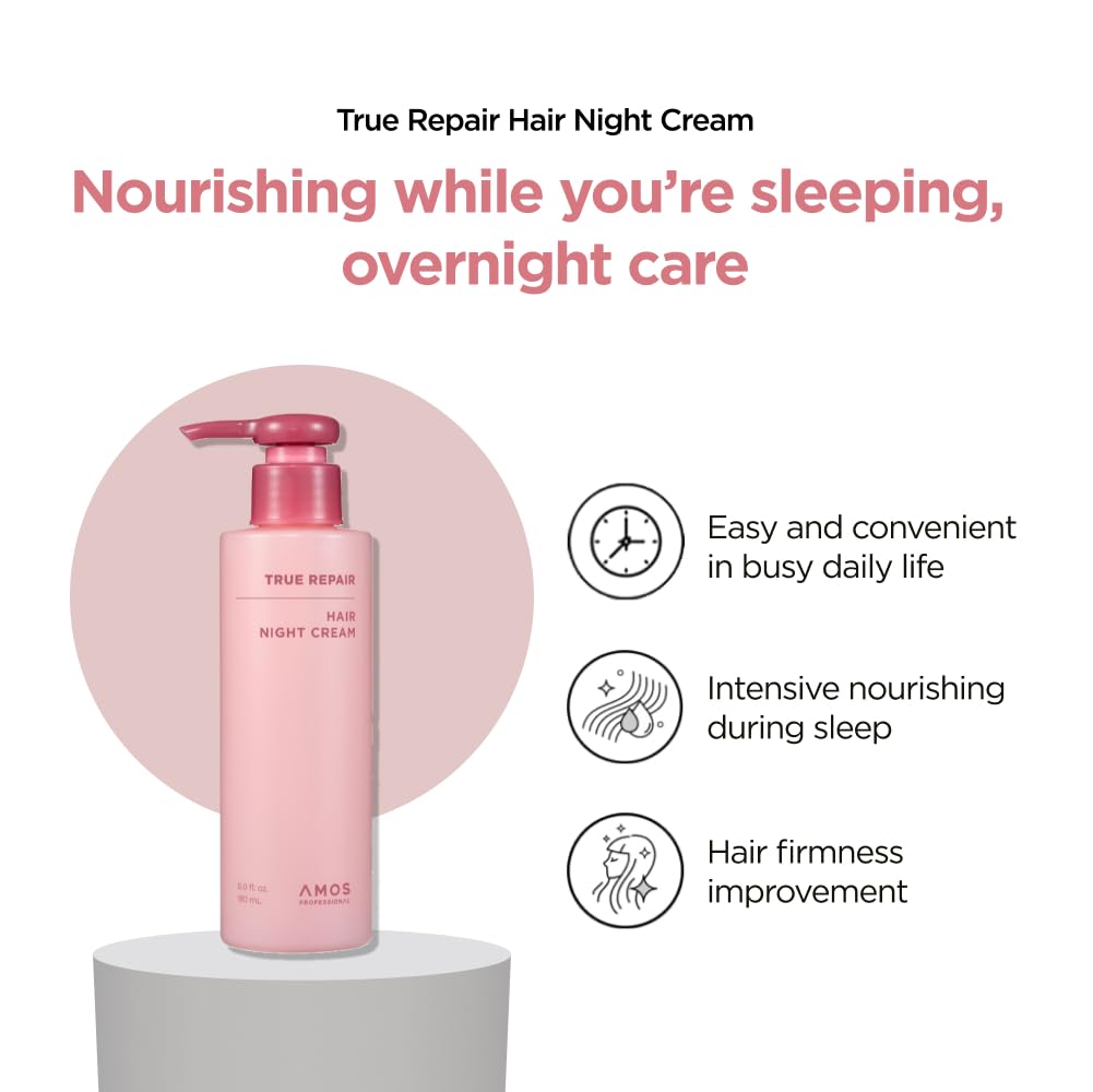 AMOS PROFESSIONAL True Repair Hair Night Cream – Overnight Leave-In Conditioner (6.0 fl oz)