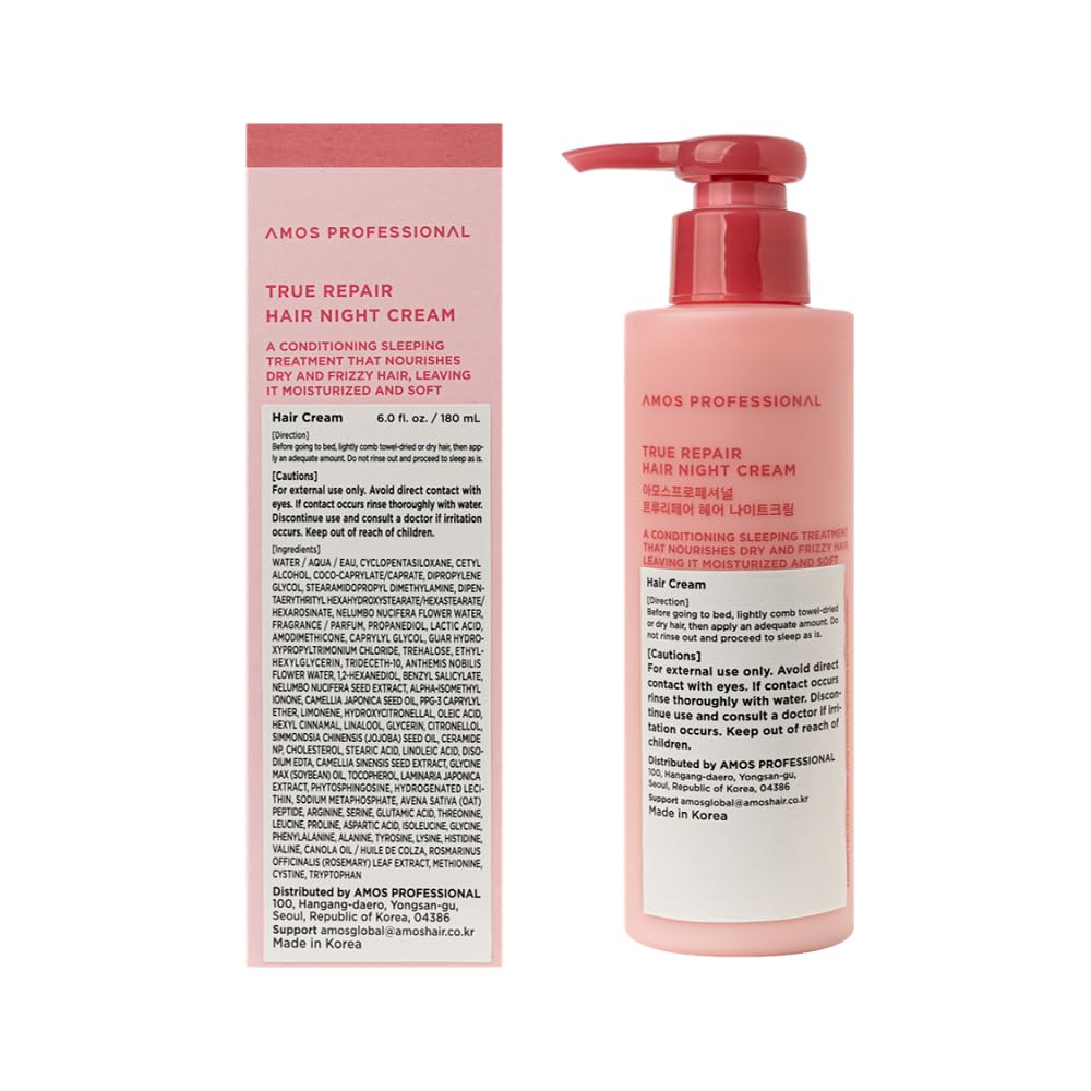 AMOS PROFESSIONAL True Repair Hair Night Cream – Overnight Leave-In Conditioner (6.0 fl oz)