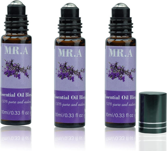 3 Pack Essential Roll-On Blend Oils Set – 100% Natural Aromatherapy Oils (0.33 fl oz each)