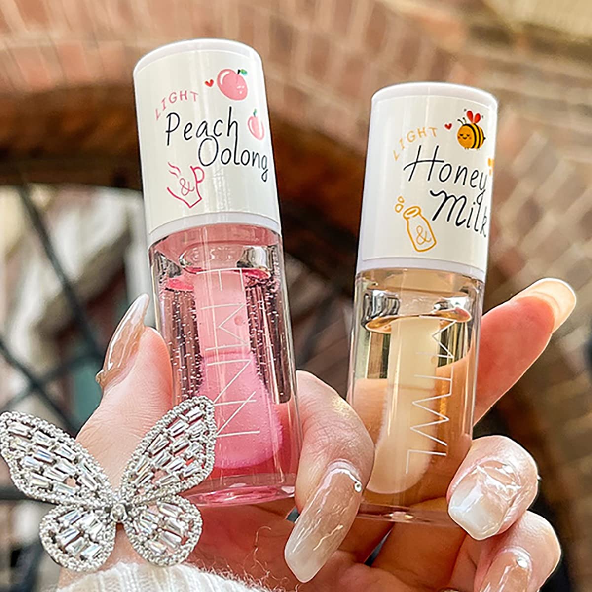 2Pcs Crystal Jelly Lip Oil Moisturizing Hydrating Lip Care – Tinted Lip Balm & Gloss (Alisesun)