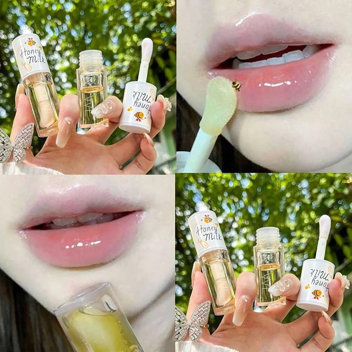 2Pcs Crystal Jelly Lip Oil Moisturizing Hydrating Lip Care – Tinted Lip Balm & Gloss (Alisesun)