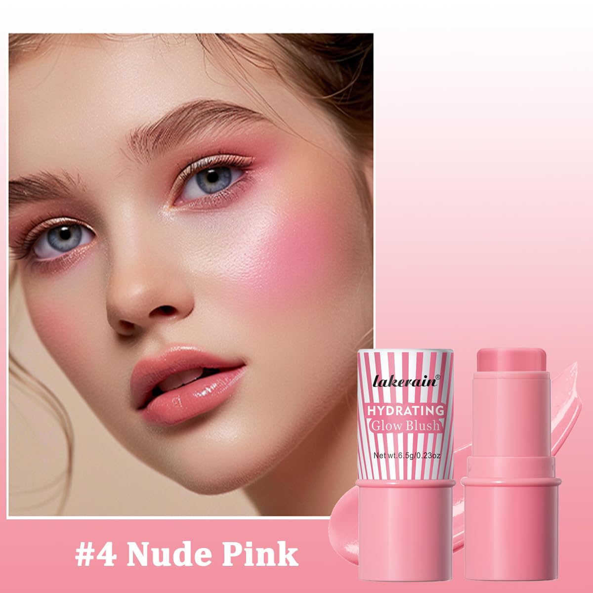 Cream Blush Stick – Natural Glow Finish (#4 Nude Pink)